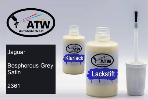 Jaguar, Bosphorous Grey Satin, 2361: 20ml Lackstift + 20ml Klarlack - Set, von ATW Autoteile West.